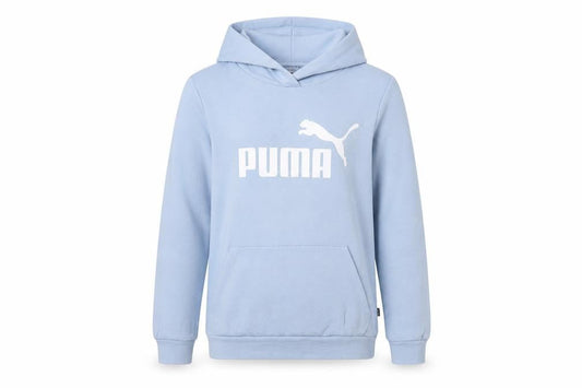 Puma Girls Blue Pullover Hoodie 13-14 Years Logo Print Cotton Blend