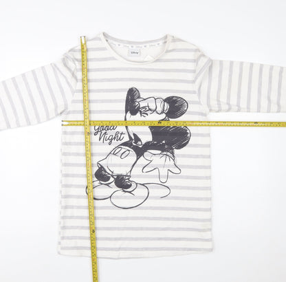 Back view of Disney Women’s White Striped Mickey Mouse Pullover Sweatshirt XS
