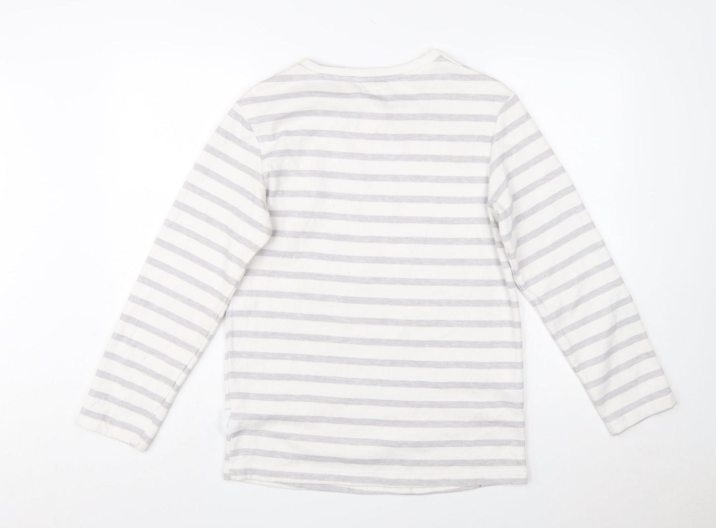 Disney Women’s White Striped Mickey Mouse Pullover Sweatshirt XS