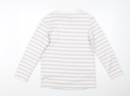 Close-up detail of Disney Women’s White Striped Mickey Mouse Pullover Sweatshirt XS