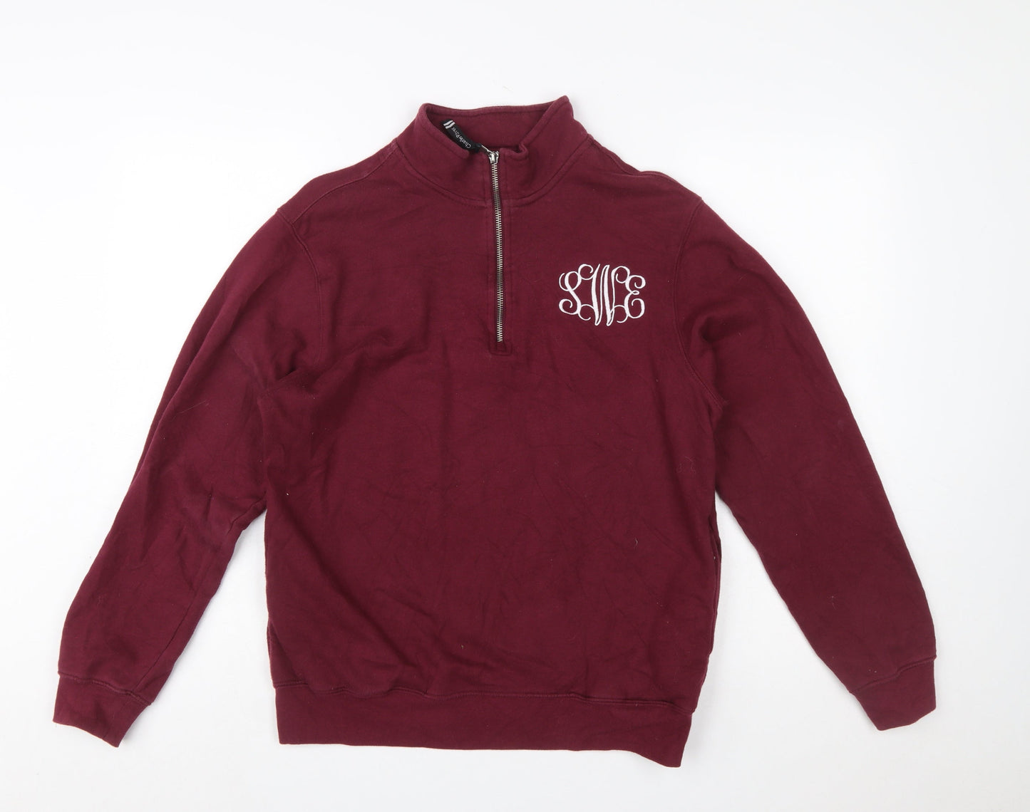 Charles River Apparel Womens Burgundy 1/4 Zip Sweatshirt Size S Cotton Blend