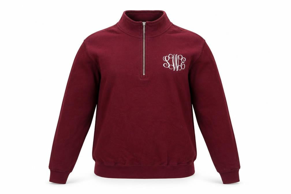 Charles River Apparel Womens Burgundy 1/4 Zip Sweatshirt Size S Cotton Blend
