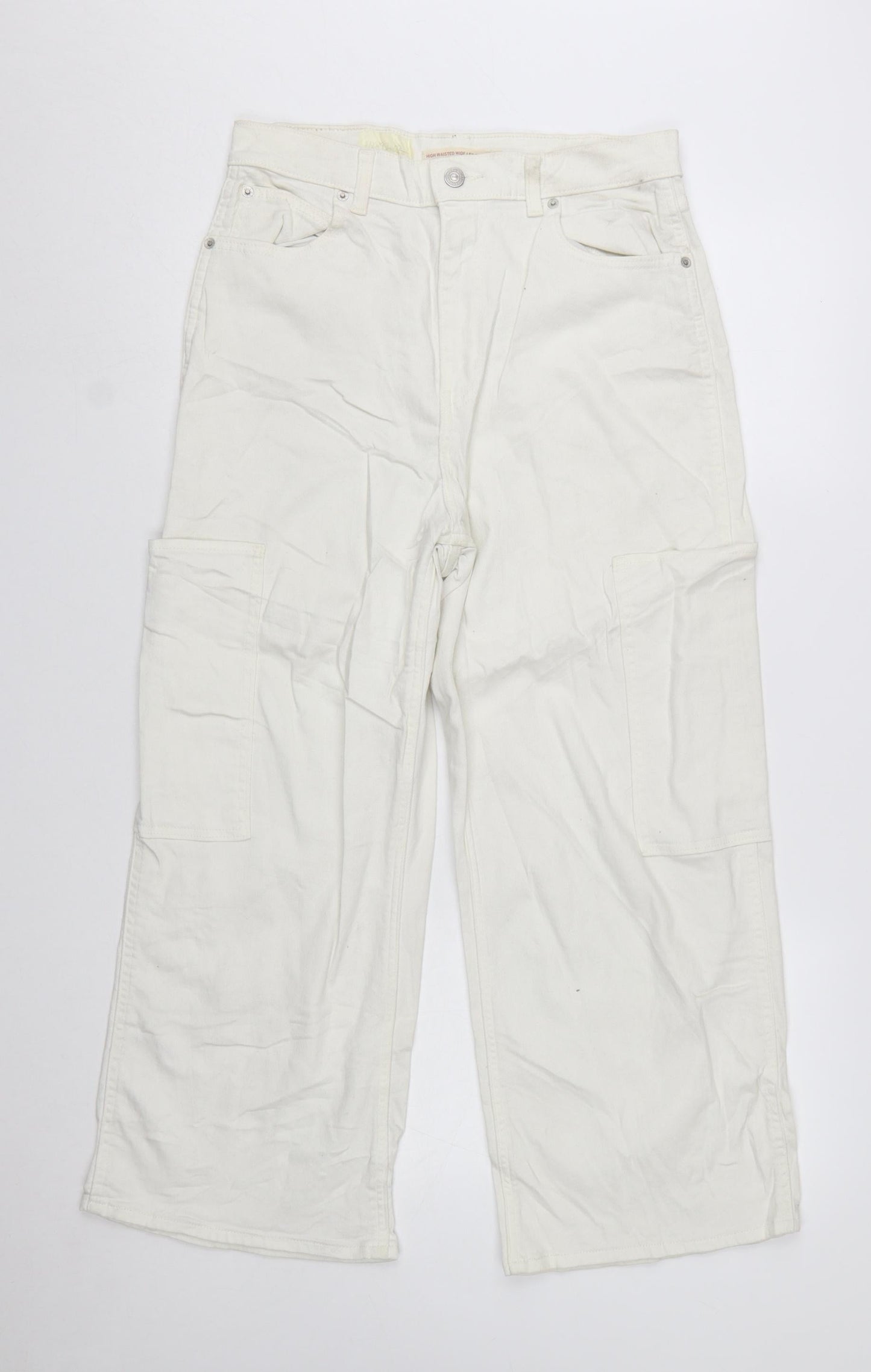 Levi Strauss Women’s White High Waisted Wide Leg Crop Jeans Size 29