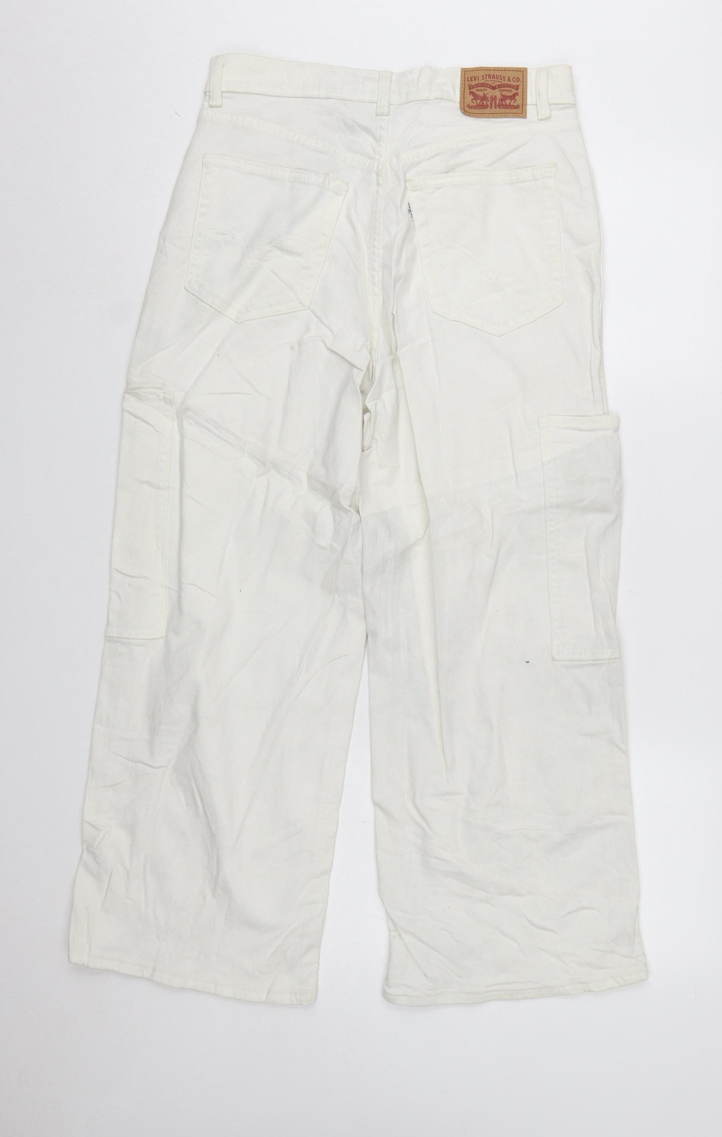 Levi Strauss Women’s White High Waisted Wide Leg Crop Jeans Size 29