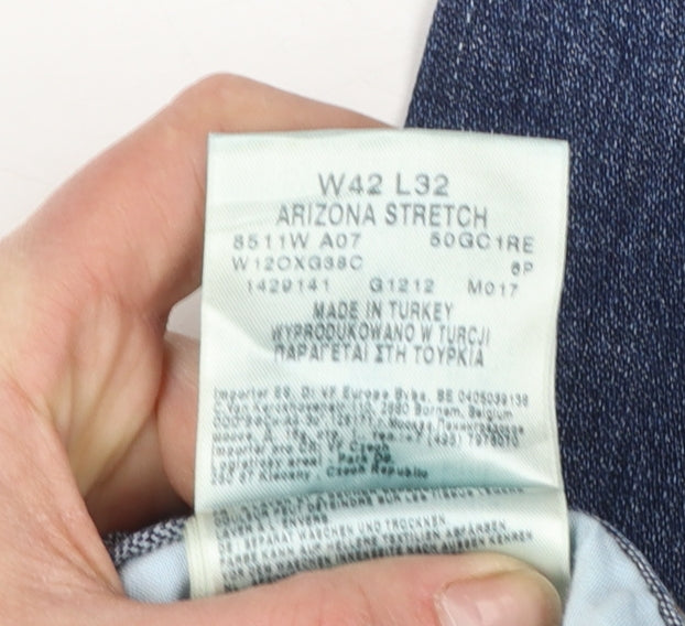 Wrangler Men’s Blue Arizona Stretch Straight Jeans W42 L32