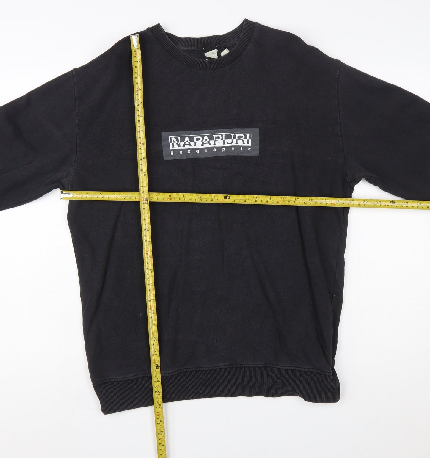 Napapijri Men's Black Small Logo Crew Neck Pullover Sweatshirt
