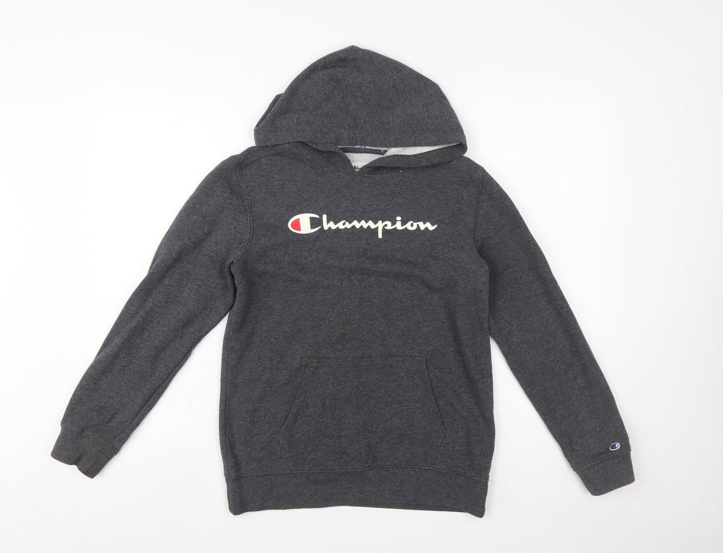Champion Boys Dark Grey Pullover Hoodie L (14/16) Cotton Blend Sweatshirt