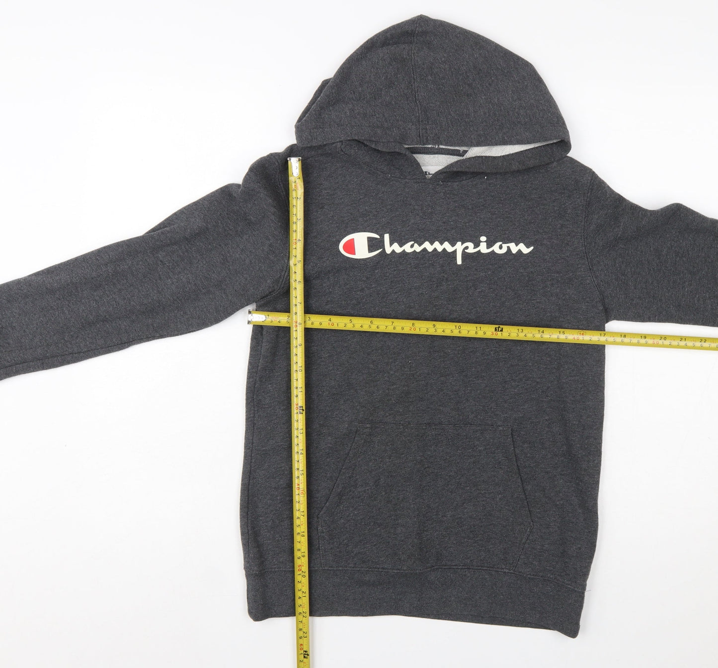 Champion Boys Dark Grey Pullover Hoodie L (14/16) Cotton Blend Sweatshirt