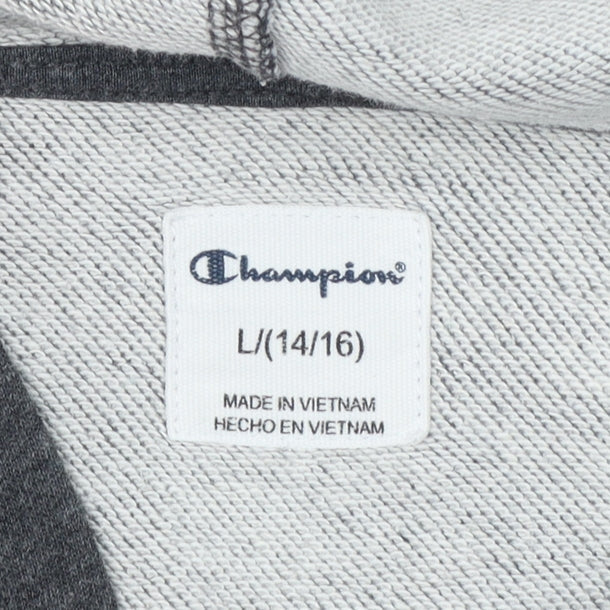 Champion Boys Dark Grey Pullover Hoodie L (14/16) Cotton Blend Sweatshirt