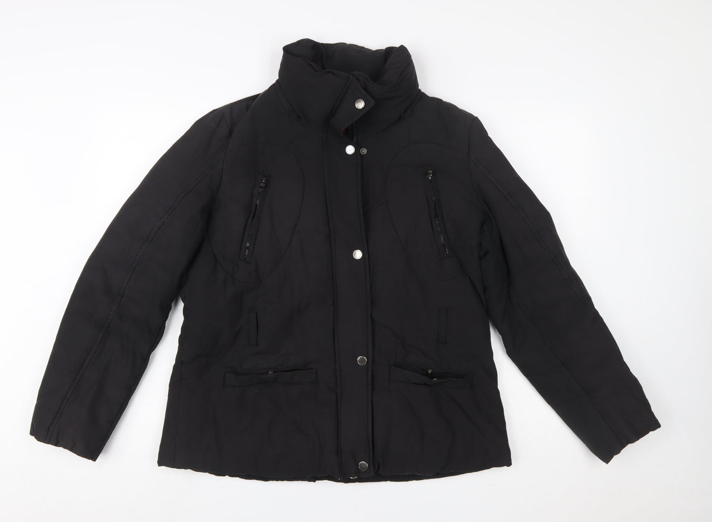 Robe di Kappa Womens Black L Puffer Jacket Cotton Blend Mid-Length