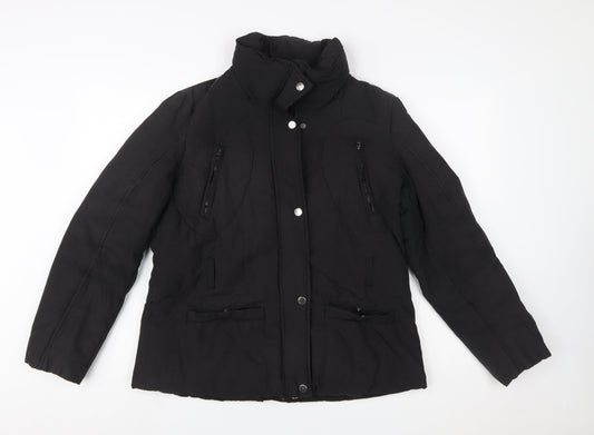 Robe di Kappa Womens Black L Puffer Jacket Cotton Blend Mid-Length