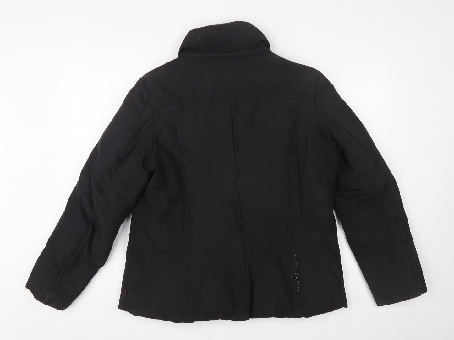 Robe di Kappa Womens Black L Puffer Jacket Cotton Blend Mid-Length