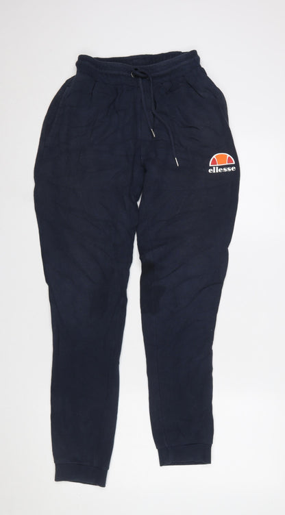Additional front view of Ellesse Men Navy Blue Small Jogger Sweatpants with Logo and Pockets