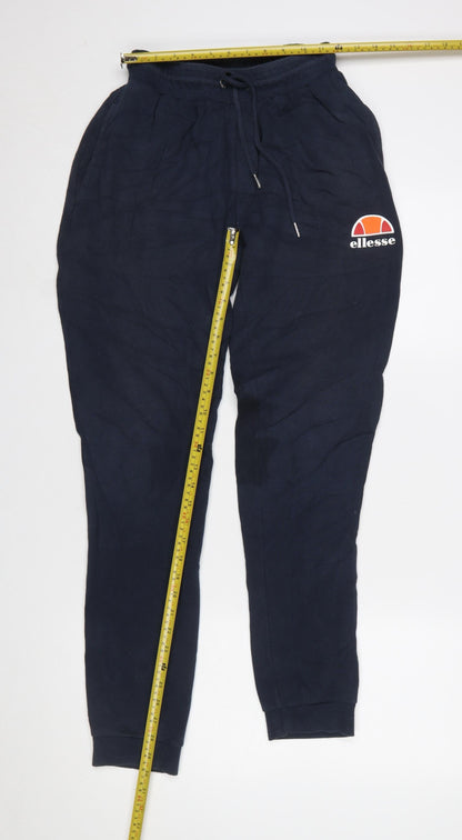 Back view of Ellesse Men Navy Blue Small Jogger Sweatpants with Logo and Pockets