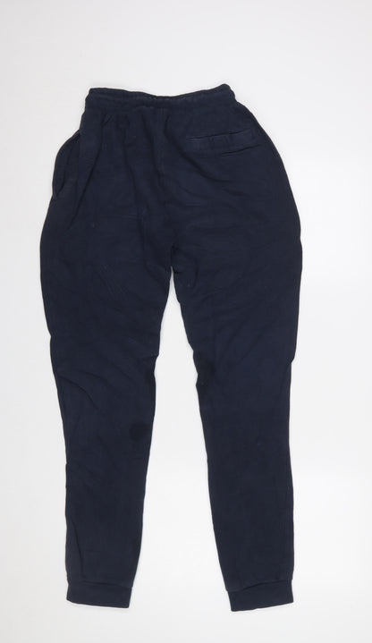 Close-up detail of Ellesse Men Navy Blue Small Jogger Sweatpants with Logo and Pockets