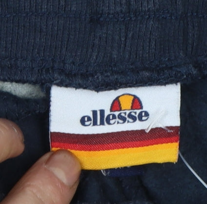 Ellesse Men Navy Blue Small Jogger Sweatpants with Logo and Pockets