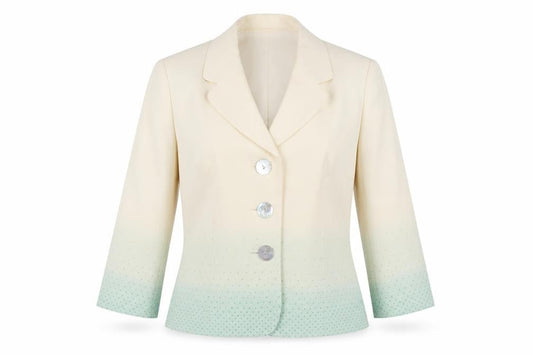 Kaliko Women Ivory Silk Linen Blazer Jacket Size 12 Three Button Tailored