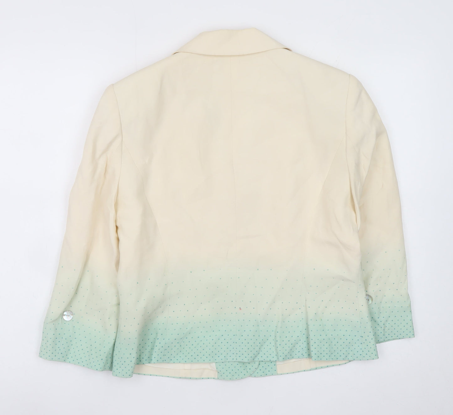 Kaliko Women Ivory Silk Linen Blazer Jacket Size 12 Three Button Tailored