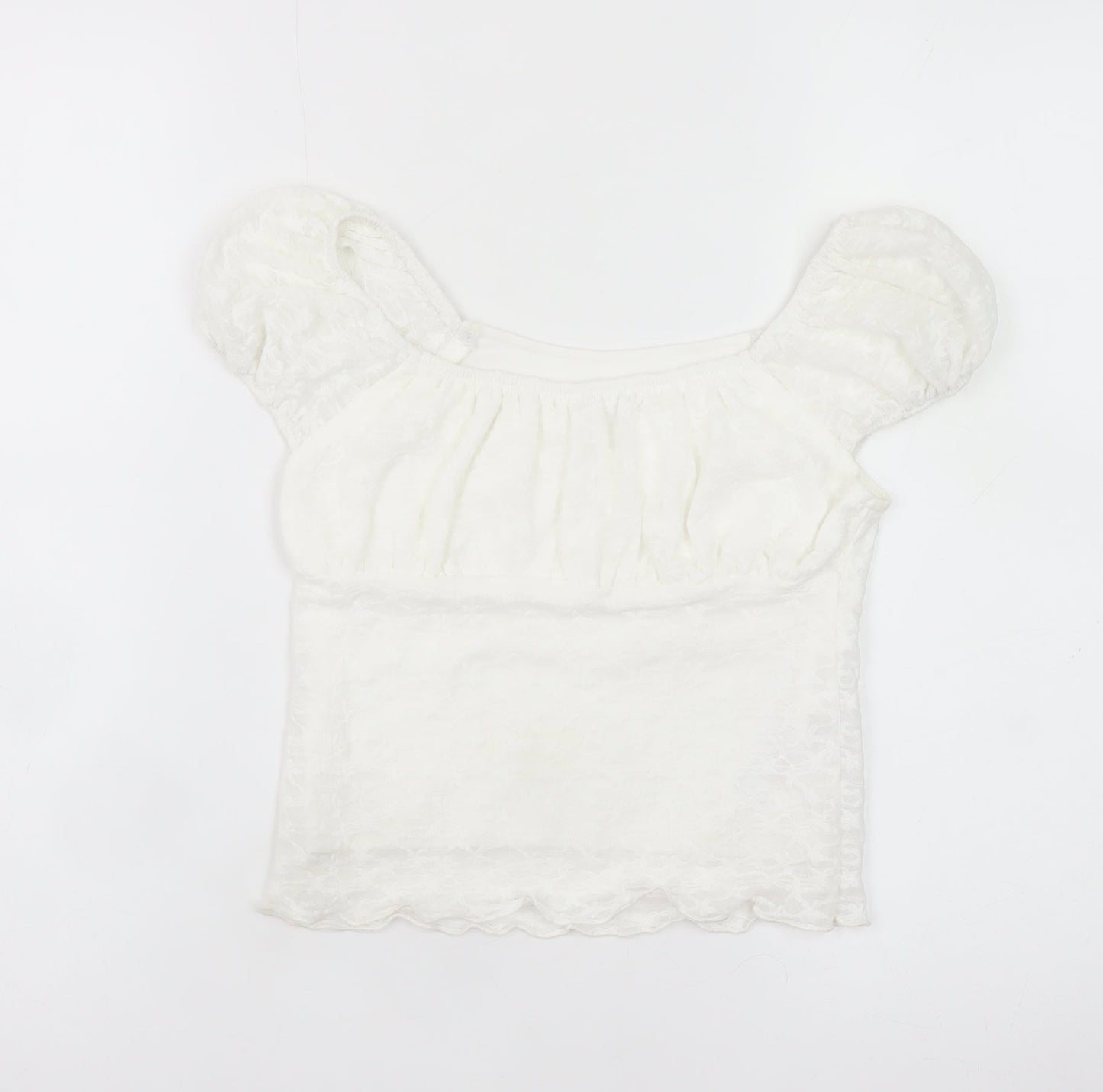 Primark Girls White Lace Puff Sleeve Camisole Blouse 9-10 Years