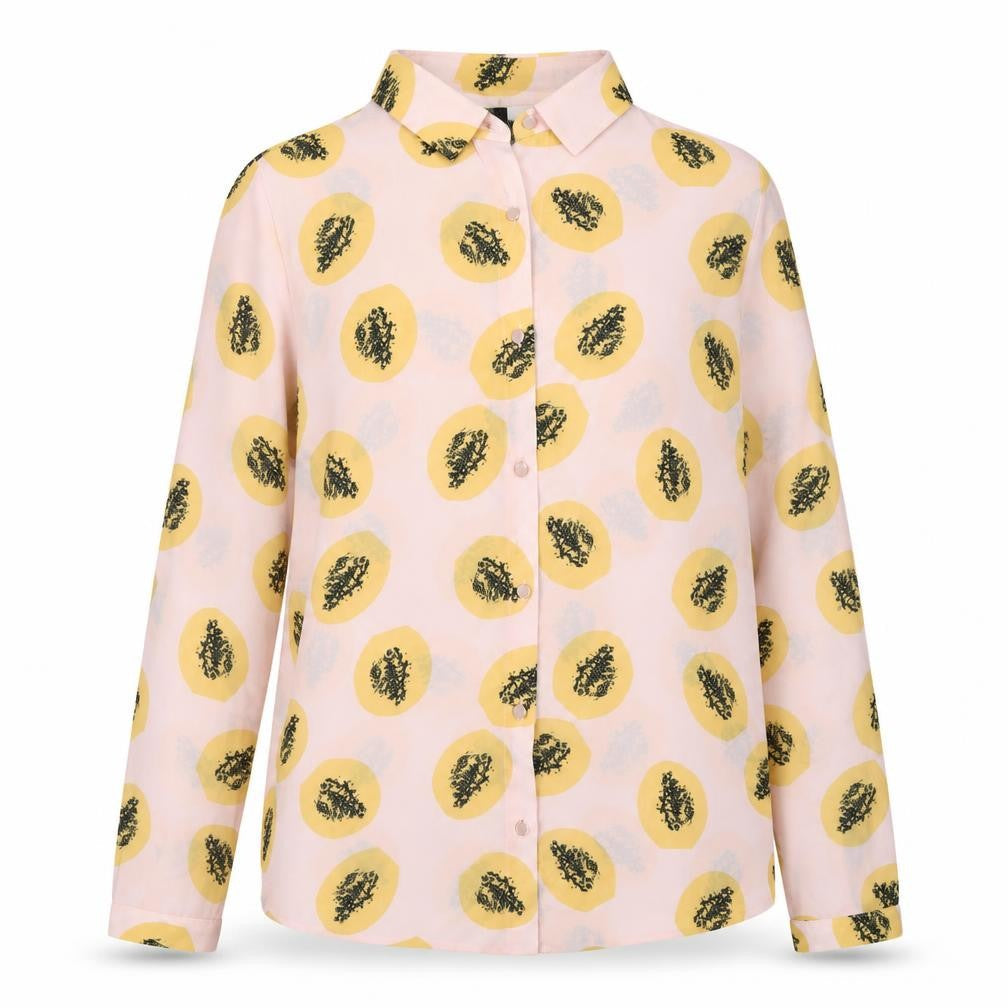 Cubic Womens Pink Polka Dot Button-Up Shirt Size S