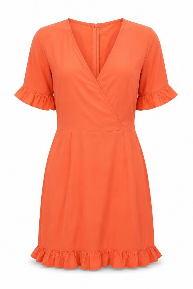 I Saw It First Women’s Orange Short Wrap Dress Size 8