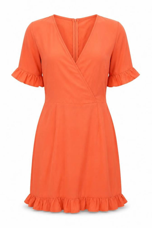 I Saw It First Women’s Orange Short Wrap Dress Size 8