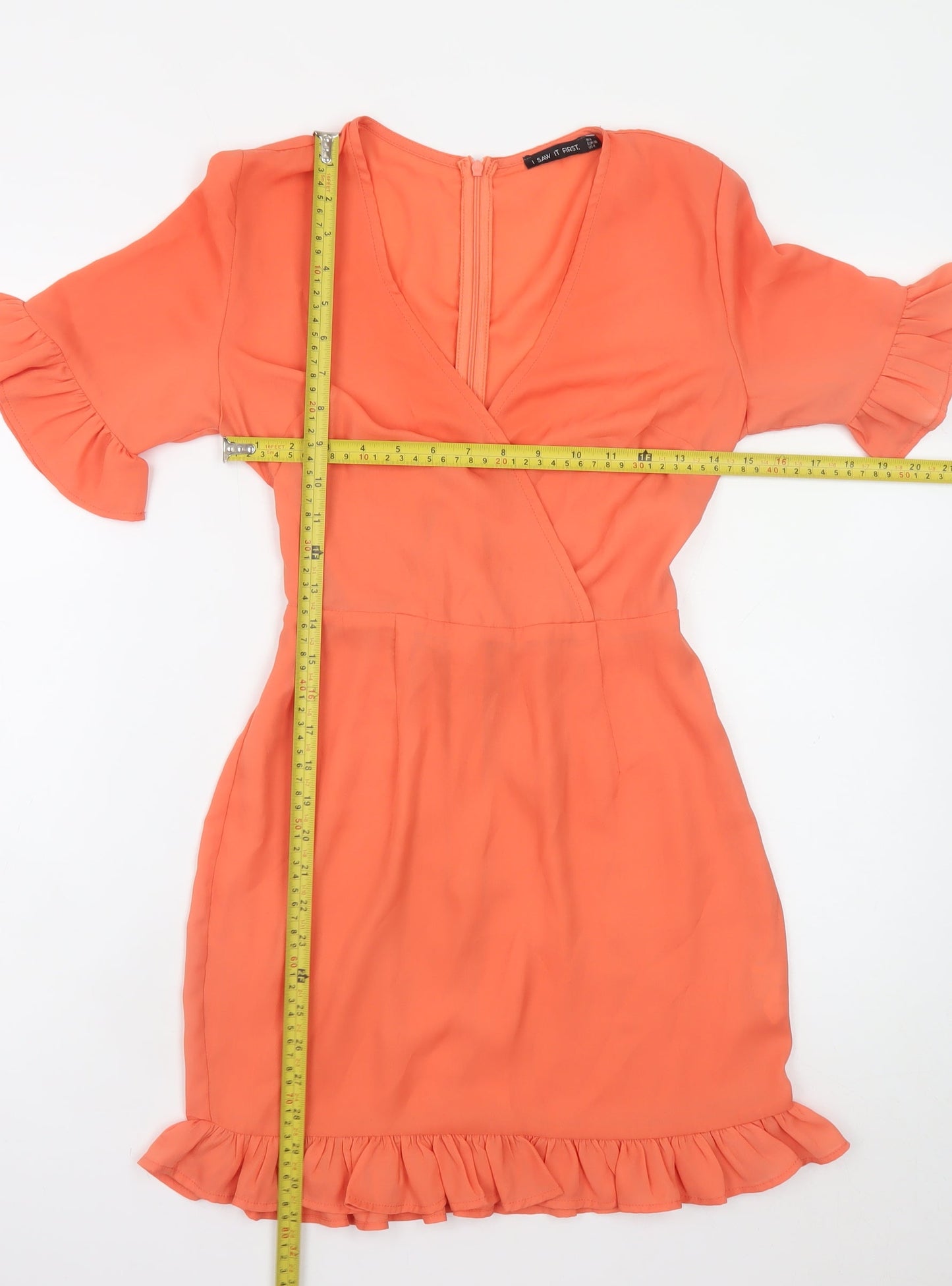 I Saw It First Women’s Orange Short Wrap Dress Size 8