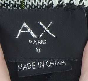 AX Paris Women Black Check Shift Dress Size 8 Sleeveless High Neck