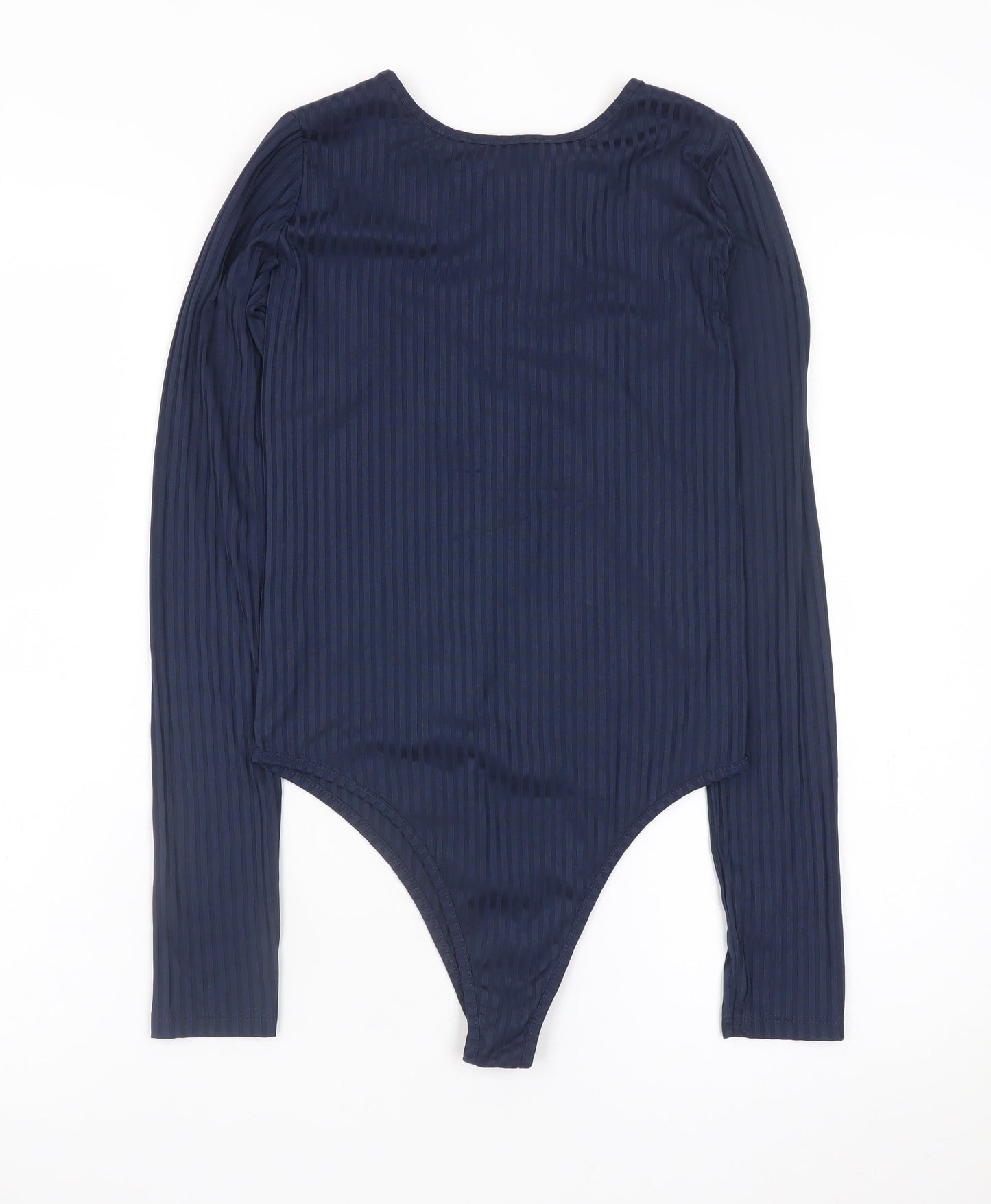 Primark Womens Blue Lace Up Bodysuit Top Size 8 Long Sleeve