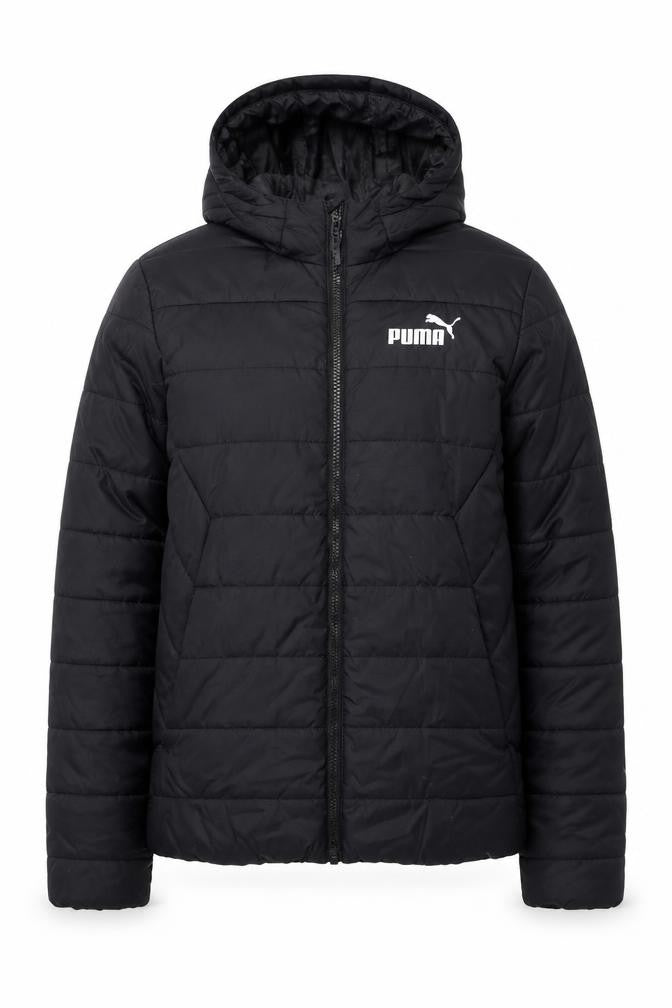 Puma Teens Black Hooded Puffer Jacket 164 Size Polyester Lined