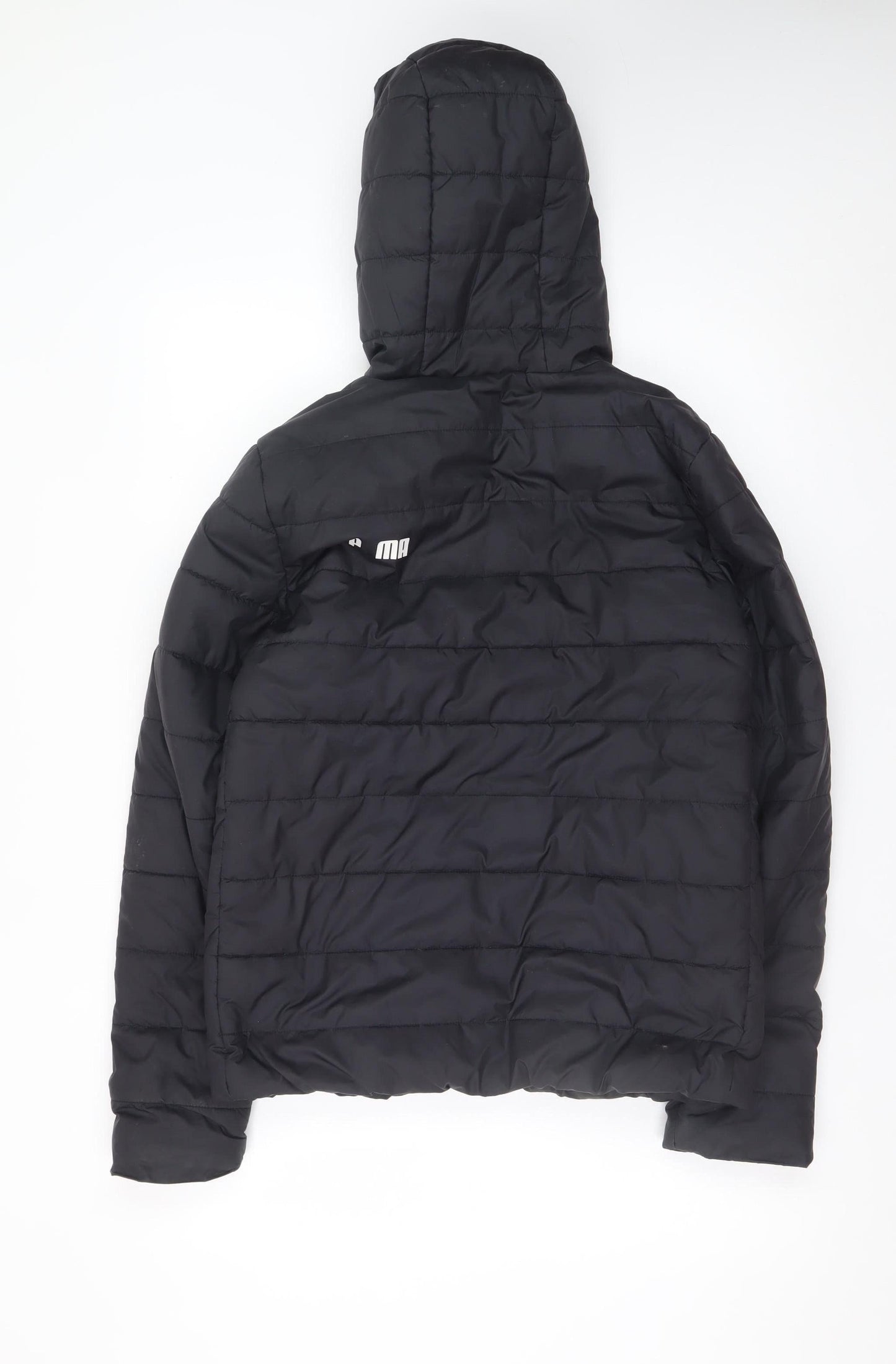 Puma Teens Black Hooded Puffer Jacket 164 Size Polyester Lined