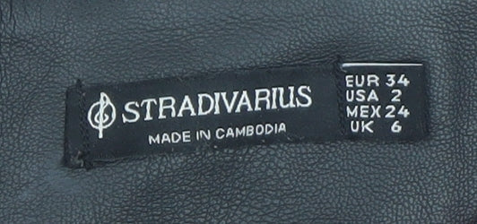 Stradivarius Women's Black Faux Leather Mini Pencil Skirt UK 6
