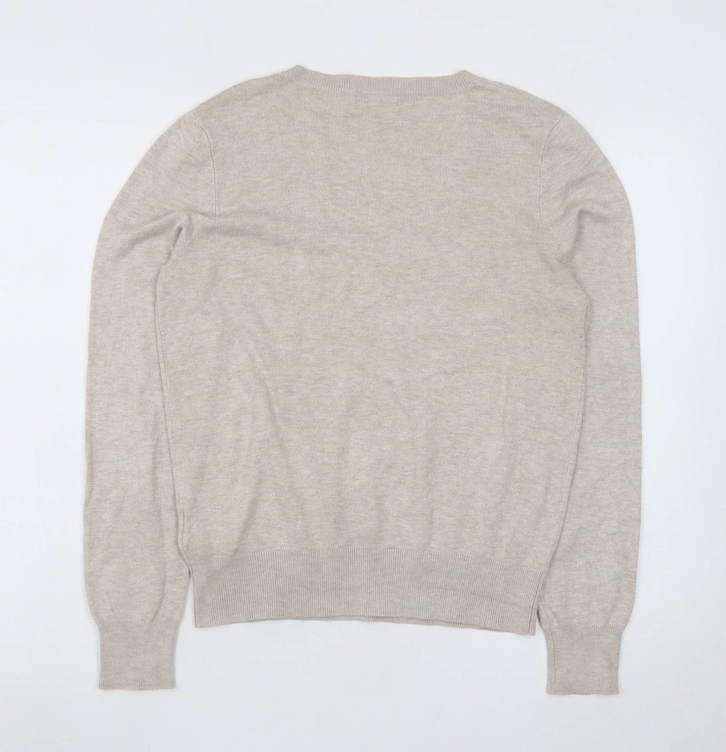 H&M Women Beige V-Neck Pullover Jumper Size S