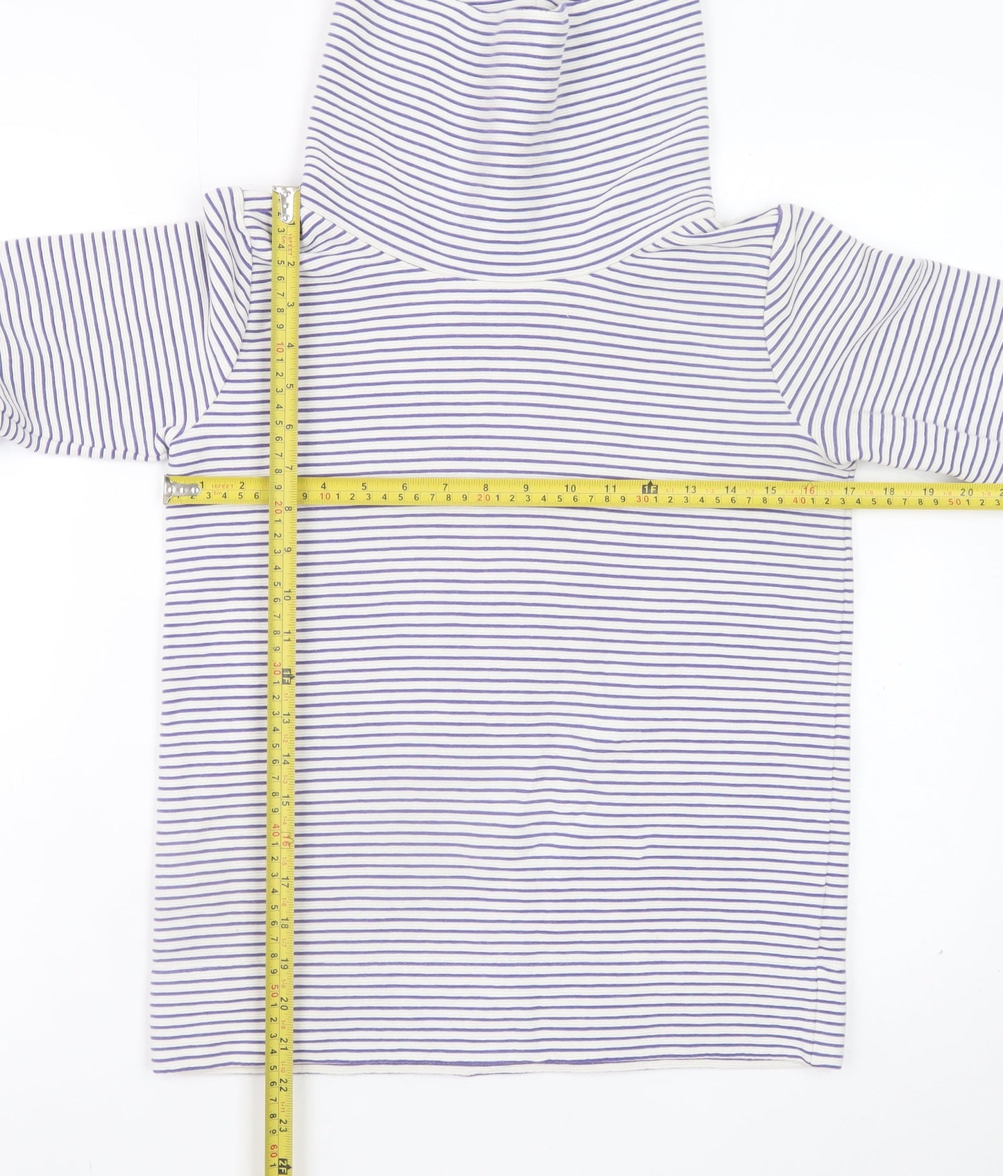 Paul Costelloe Living Women Cream Stripe Pullover Hoodie Small