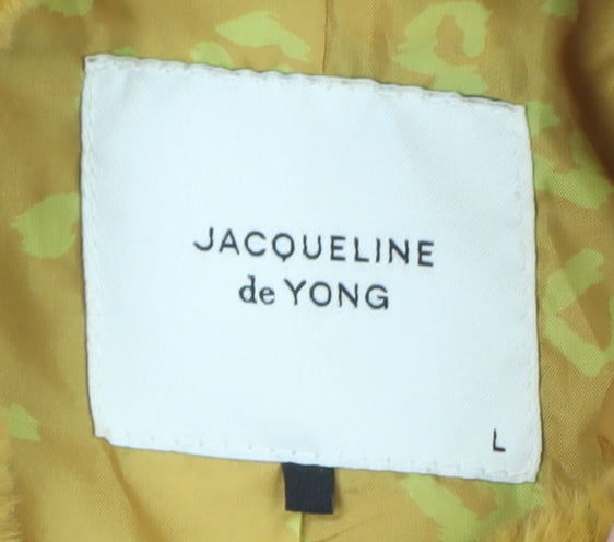 Jacqueline de Yong Womens Brown Faux Fur Hooded Jacket L