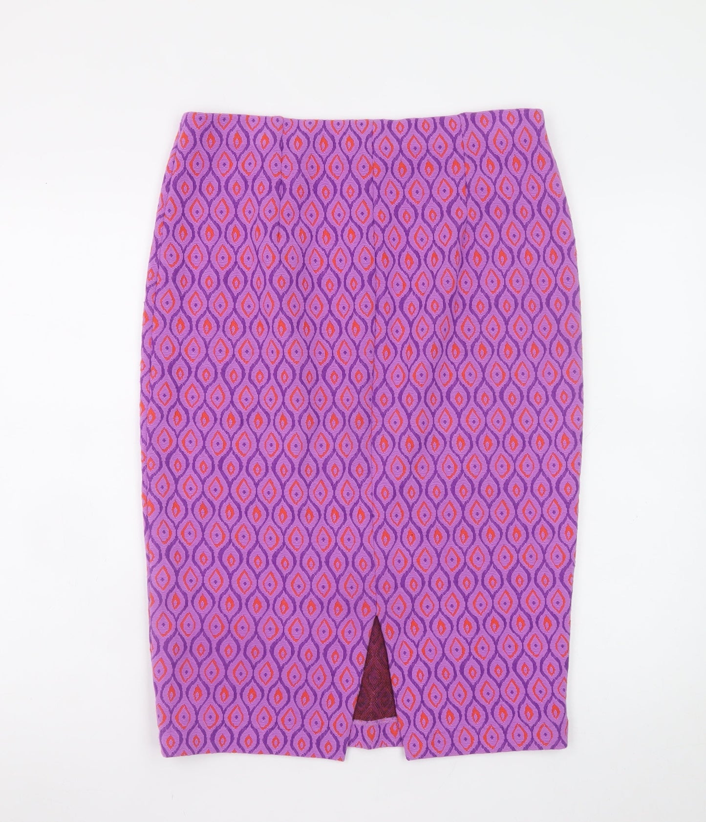 Savida Women’s Purple Geometric Pencil Skirt Size L Stretch Knit