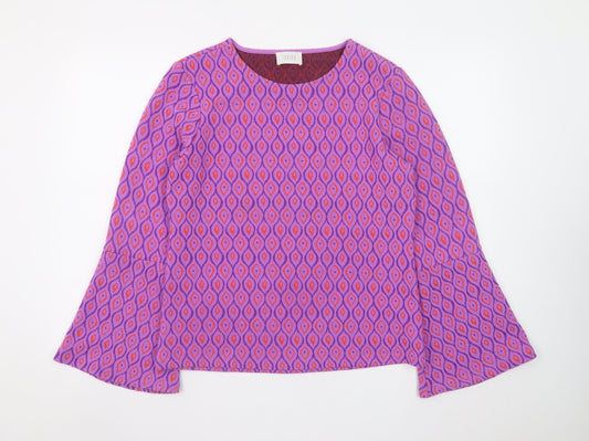 Savida Womens Purple Geometric Tunic Blouse Size 16