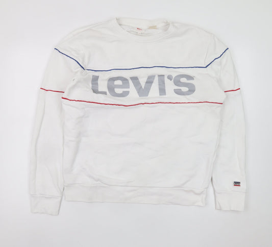Levi's Men's White Logo Pullover Sweatshirt Medium Regular Fit