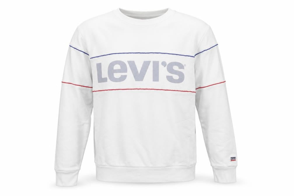 Levi's Men's White Logo Pullover Sweatshirt Medium Regular Fit