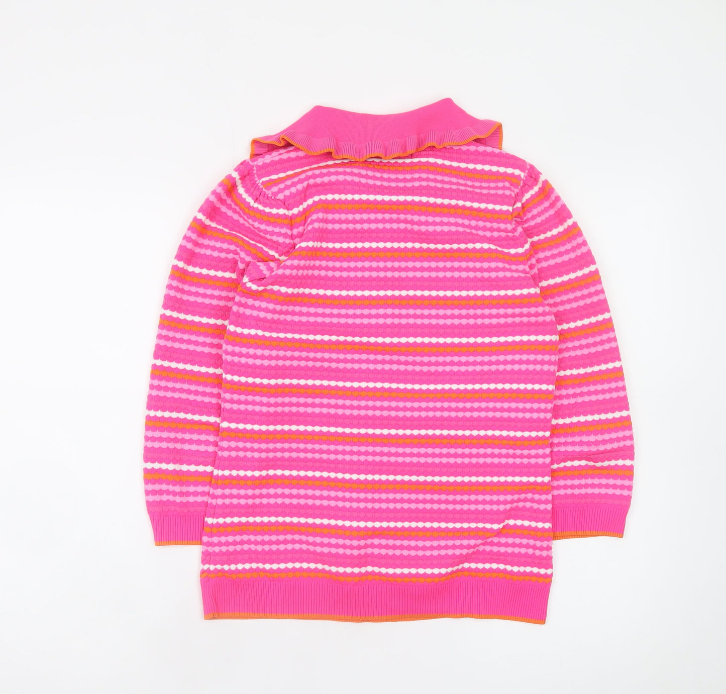 Savida Women’s Pink Striped Collared Henley Jumper XS