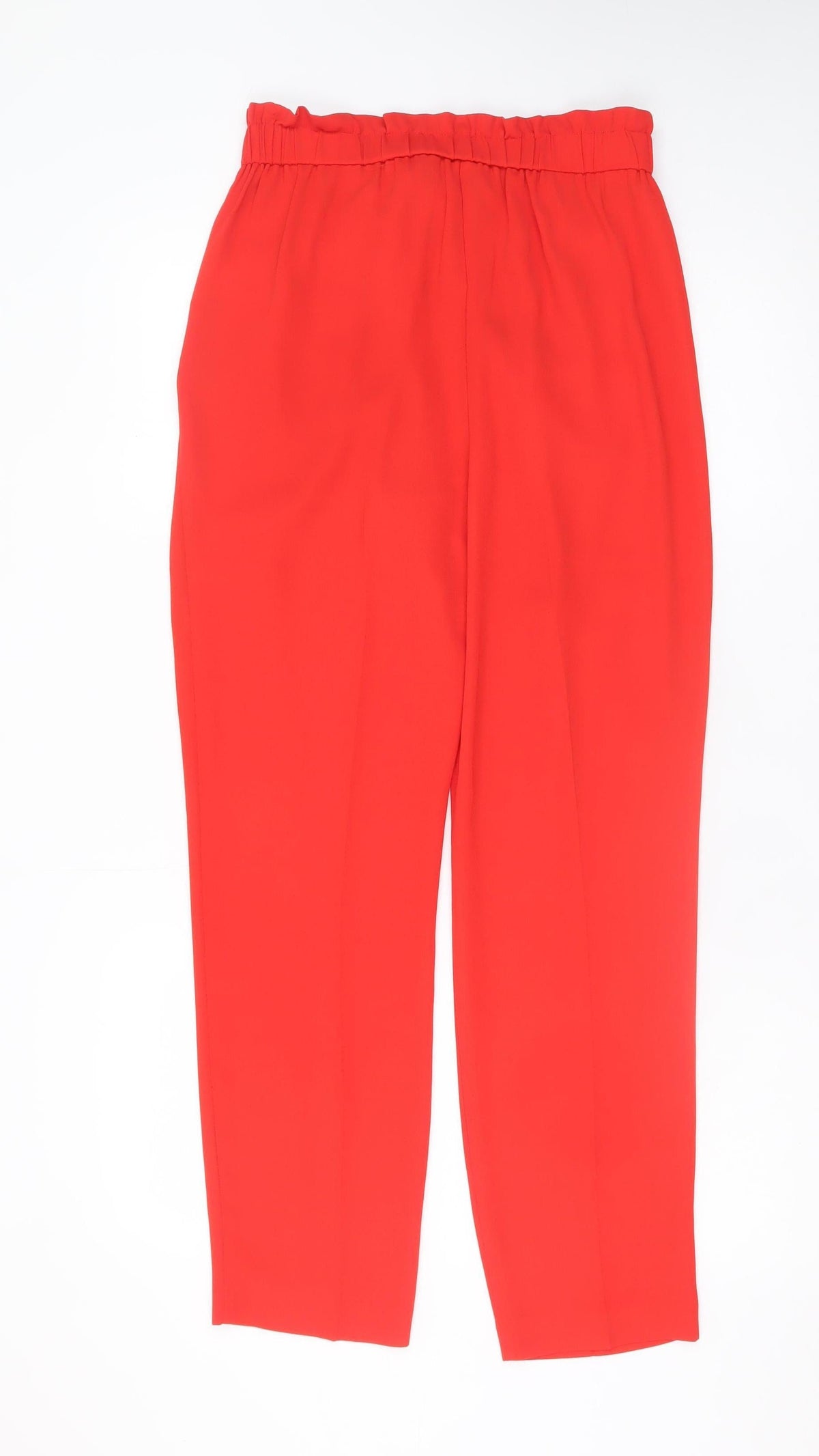 Primark Women Red Paperbag Trousers Size 10 Belted High Waist