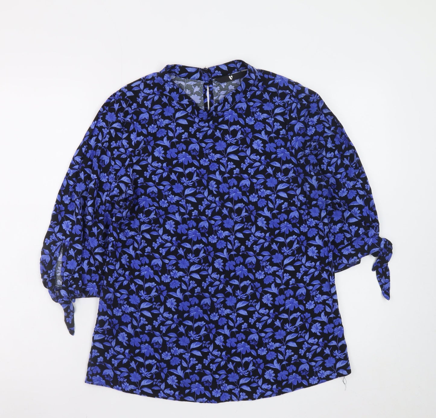 Very Women's Blue Floral 3/4 Sleeve Tunic Blouse Size 10