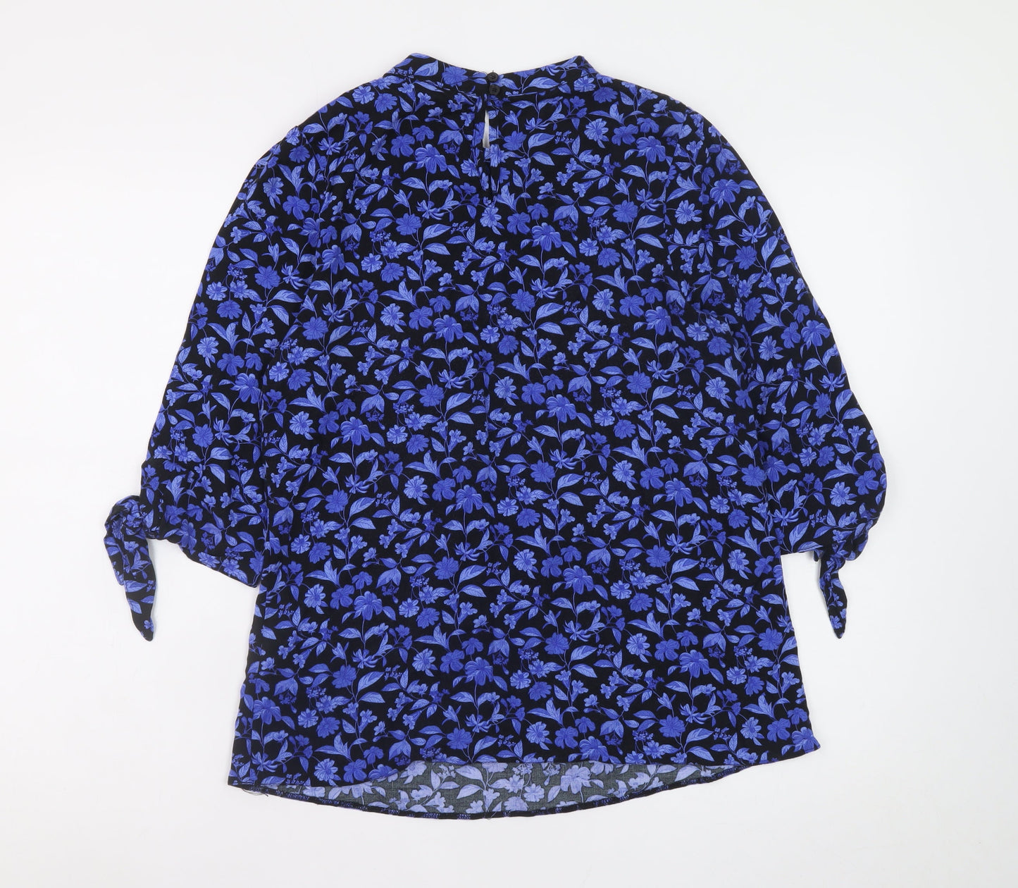 Very Women's Blue Floral 3/4 Sleeve Tunic Blouse Size 10