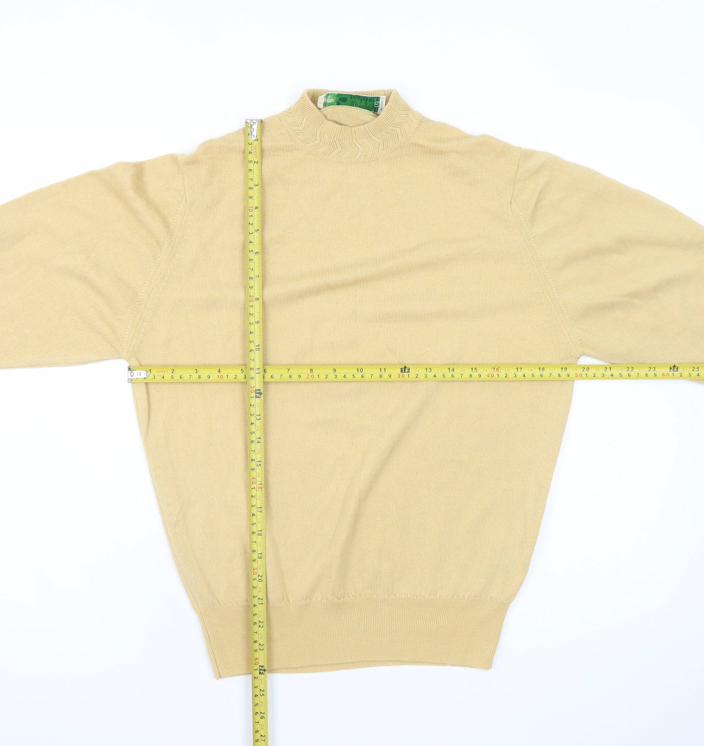 Castle of Ireland Men's Beige Wool Mock Neck Jumper Size S