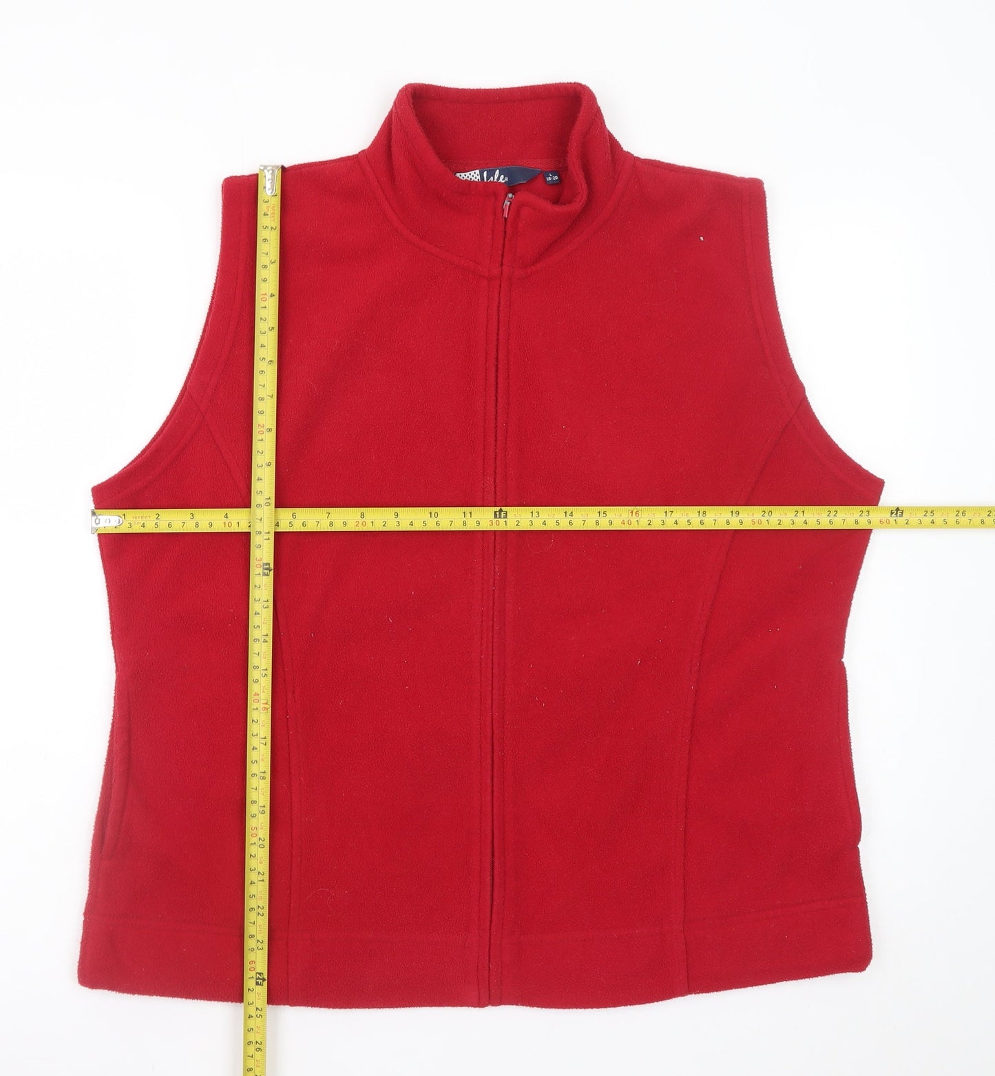 Isle Womens Red Fleece Zip Front Sleeveless Waistcoat Size 18