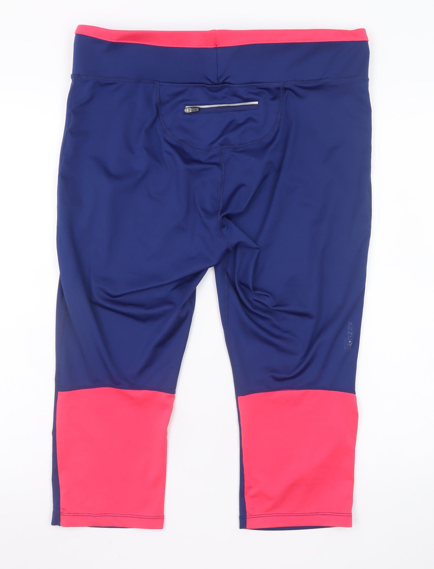 Azzurri Women's Blue Capri Leggings XL Activewear Zip Pocket
