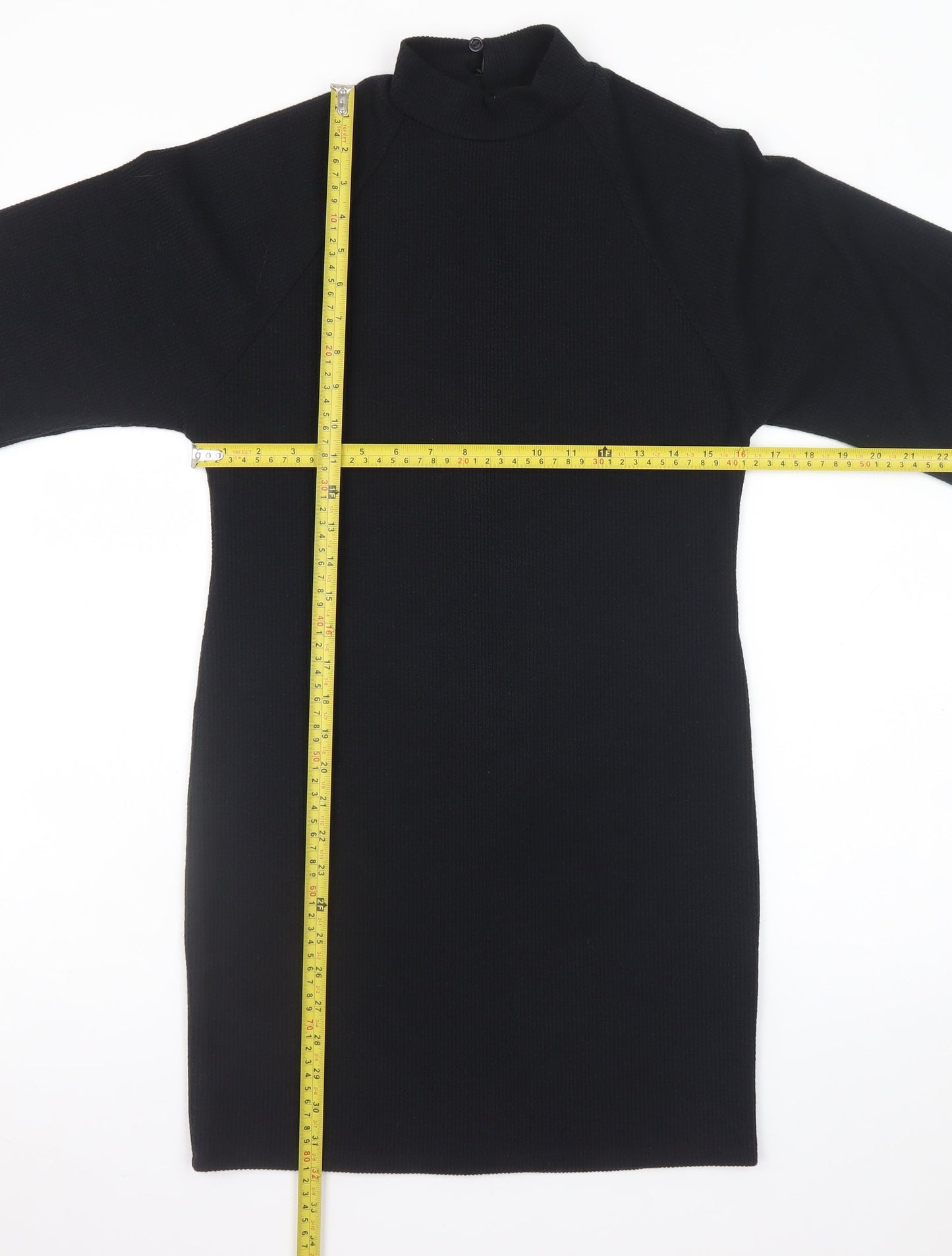 New Look Women's Black Size 8 Bodycon Knit High Neck Dress