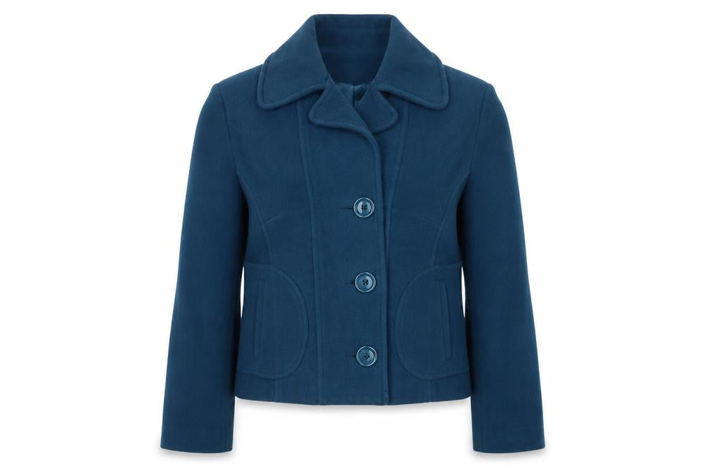 Sasha Women Blue Wool Blend Short Button Jacket Size 12