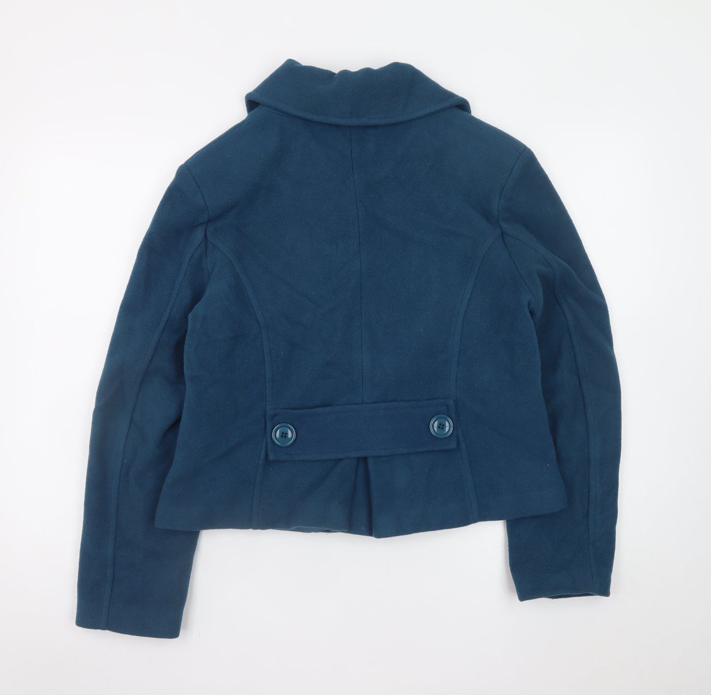 Sasha Women Blue Wool Blend Short Button Jacket Size 12