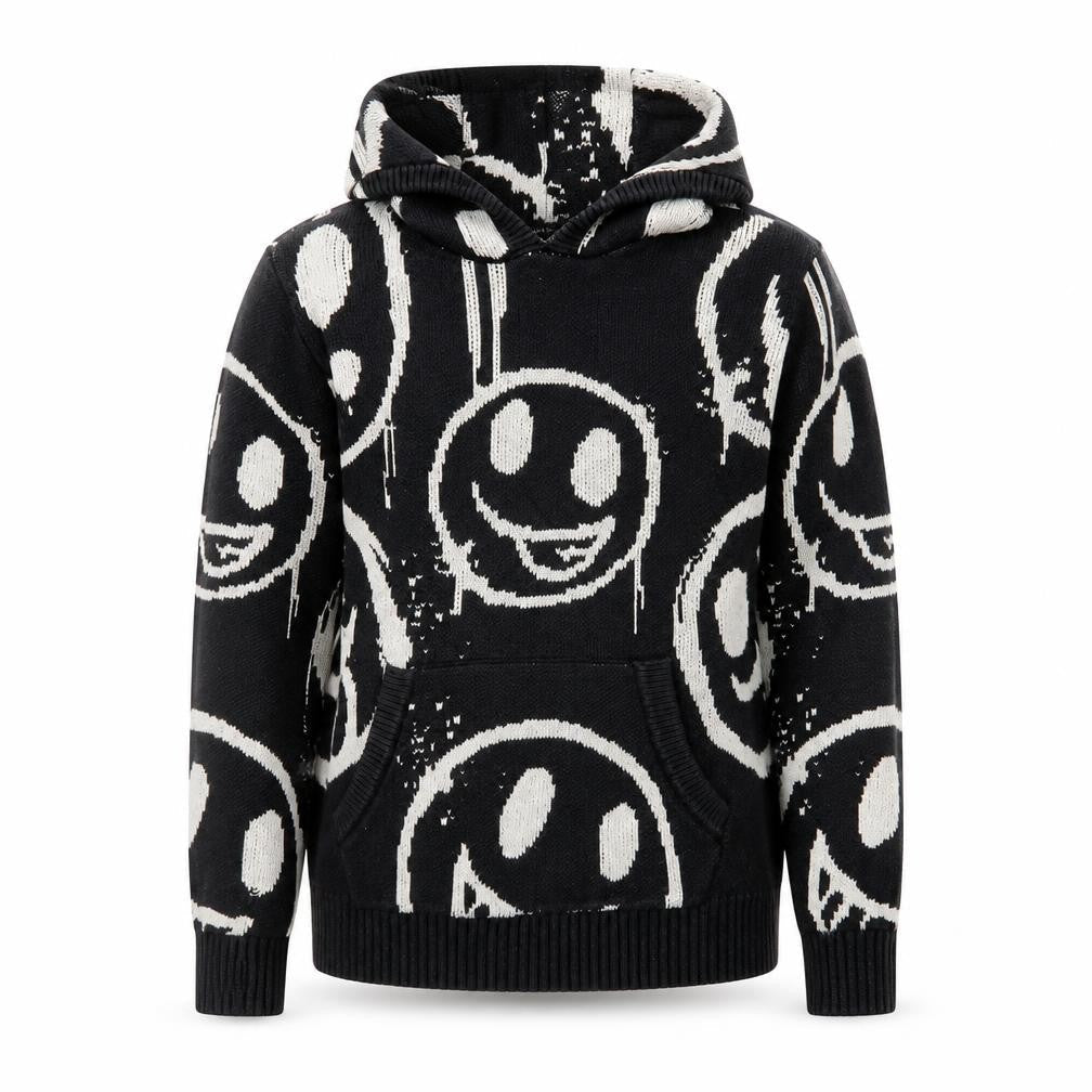 Next Girls Black Smiley Hooded Cotton Jumper 11 Years